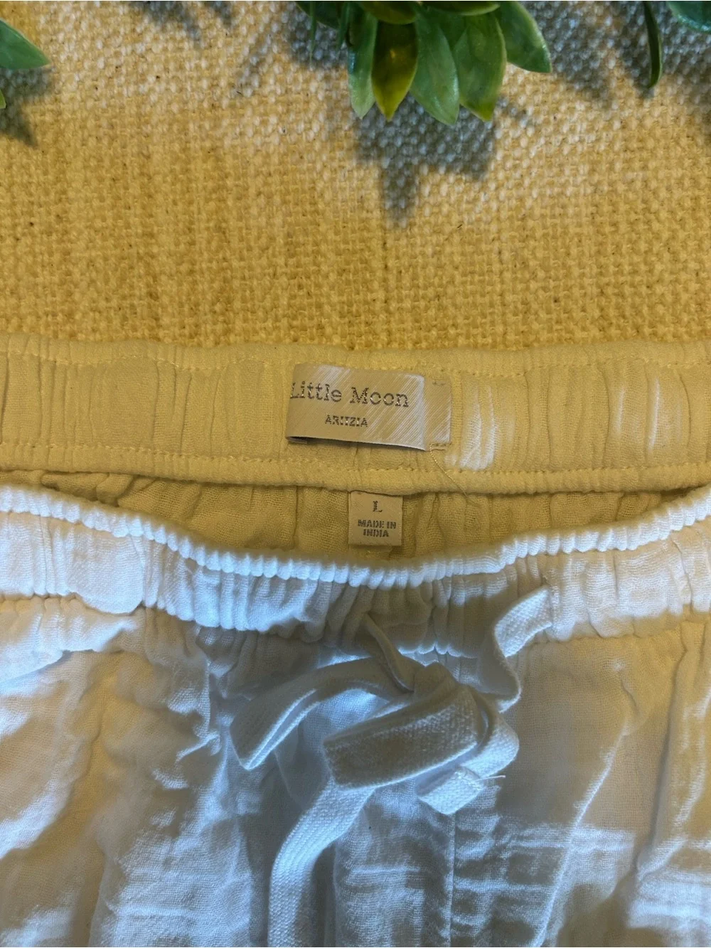Aritzia Little Moon Cotton Sail Pant White Wide-Leg Drawstring Lounge Size L